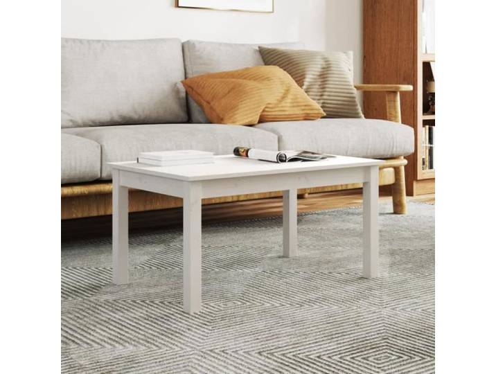 814280 Table basse Blanc 80x50x40 cm Bois massif de pin