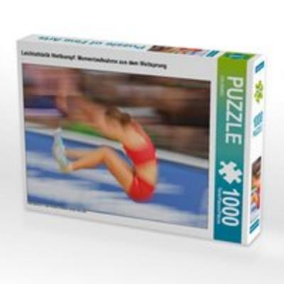 CALVENDO Puzzle Leichtathletik Wettkampf: Momentaufnahme aus dem Weitsprung | 1000 Teile Lege-Größe 64x48cm Foto-Puzzle für glückliche Stunden