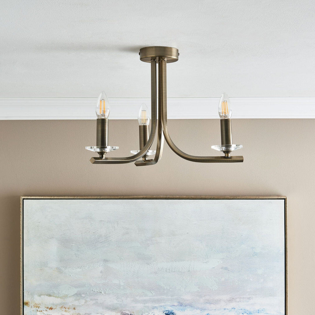 Pagazzi Lighting Semi Flush Mount Antique Brass 300cm H x 410cm W x 410cm D