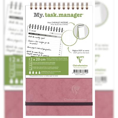 Clairefontaine 5x Age Bag, My.task.manager, Spiralblock 12x20 cm, 250 abtrennbare Seiten (125 Bl) 90g, punktkariert (dot) - Antikrosa 786196C