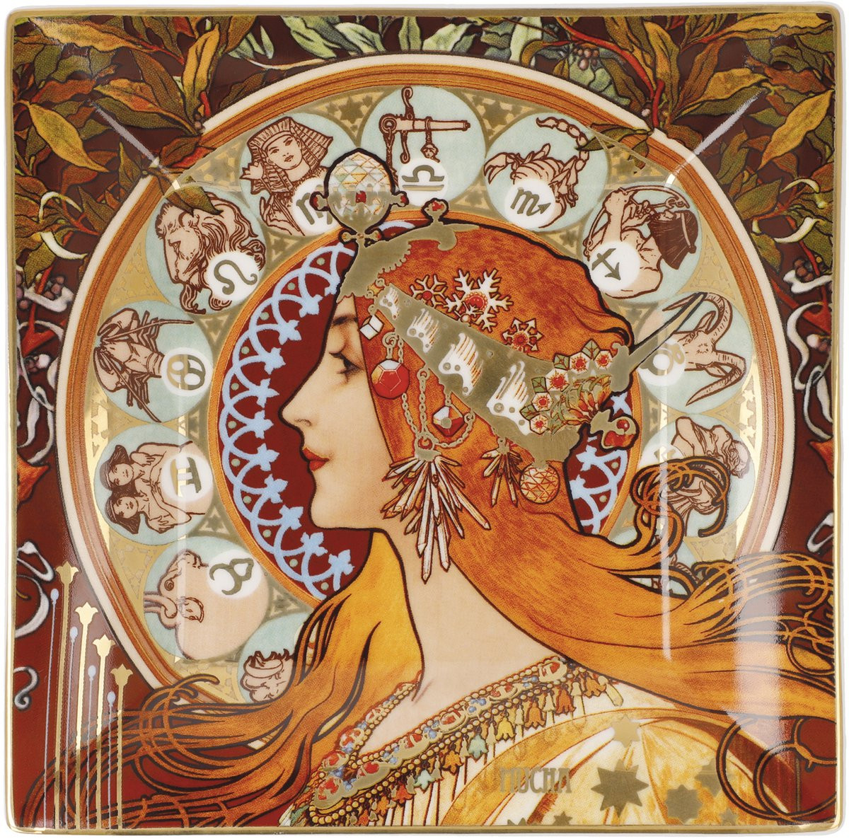 Goebel Alphonse Mucha Schaal Sterrenbeeld van Porselein - Diameter: 16 cm