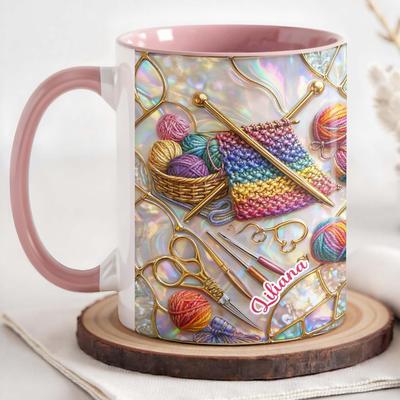 Multisell Products Hub Handcraft Themed Coffee Cup, Knitting Sewing Tools Mug, Office And Home Water Cup, Decorative Item, Perfect Gift c