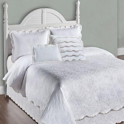 Touch of Class Coral Matelasse Coverlet Set White, Queen, White