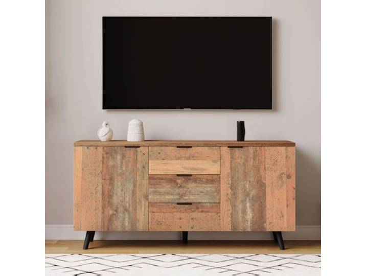Buffet Meuble TV avec étagères réglables commode verticale rangement tiroirs pour salon chambre marron Naturel O COMMODE DE CHAMBRE