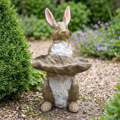 Kodotan sofa Magnesium Oxide Bunny Statue Holding Decor Hand-Painted Rabbit Sculpture Garden Lawn Ornament