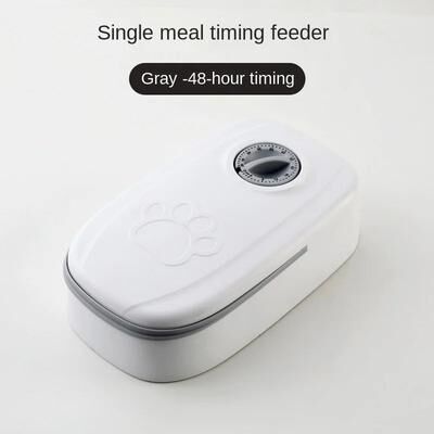 Inspired Living Timed Cooling Pet Food Dispenser Bowl For Cats And Dogs gray