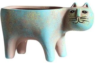 Uplifted Finds Premium Ceramic Cat Succulent Pot Cute Cartoon Animal Planter For Indoor Home Decor a
