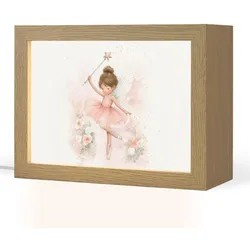NACHTTISCHLAMPE Ballerina - Fee - Blumen - Rosa 20x15 cm