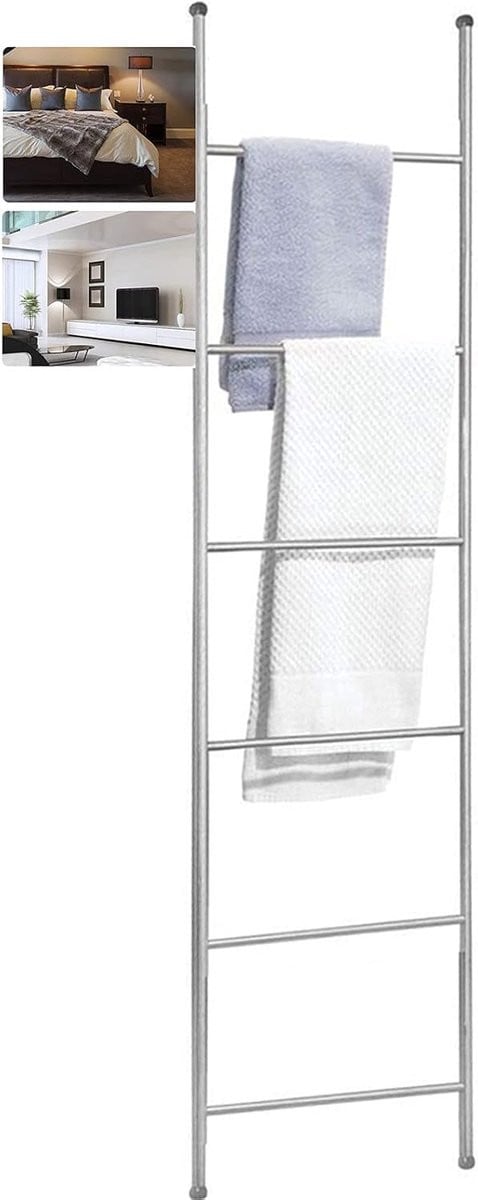 Wit Decoratief Handdoekrek Ladder voor Badkamer en Woonkamer, Hoogte: 170 cm