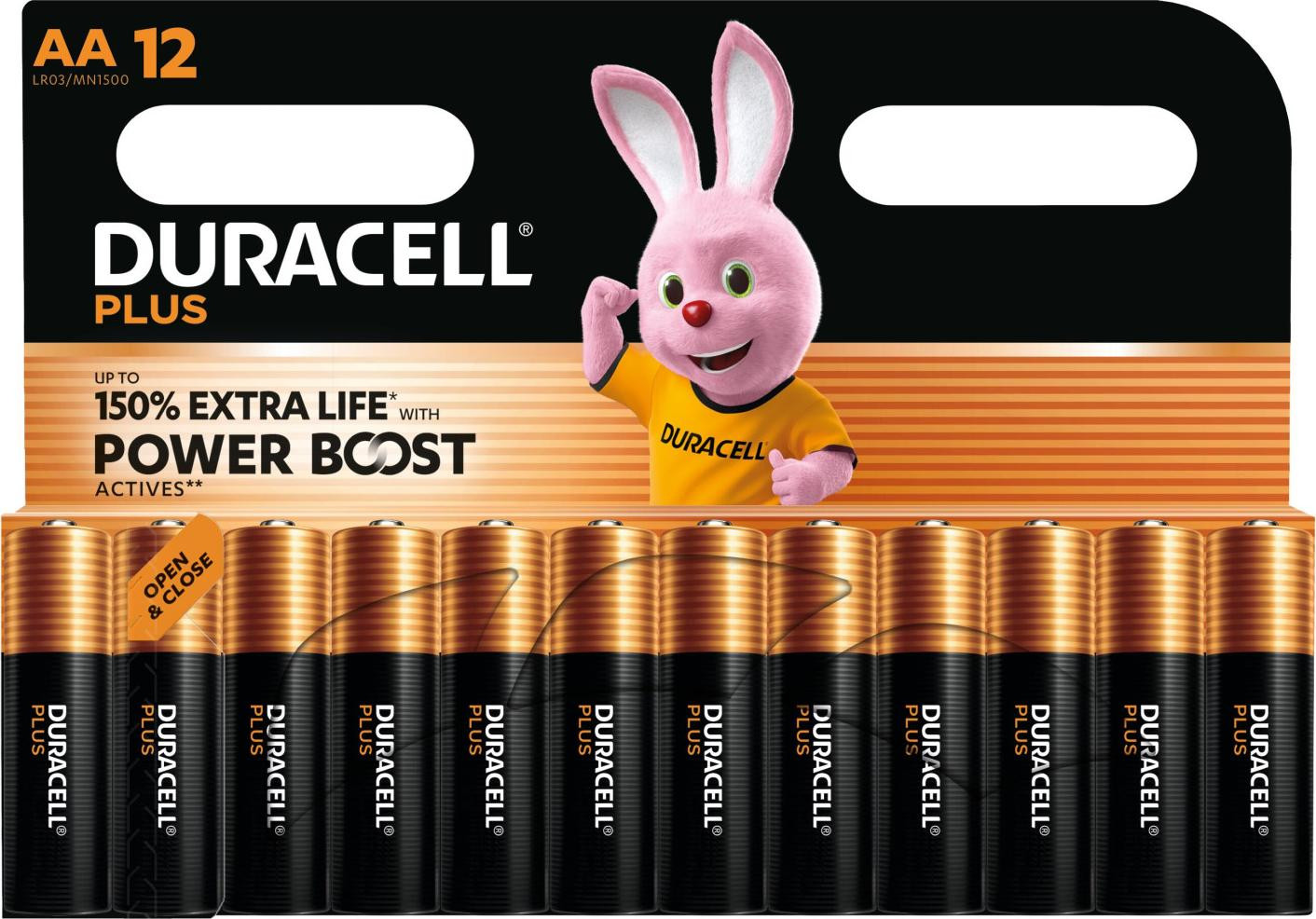 Duracell PLUS AA Alkaline Wegwerpbatterijen, 12 stuks