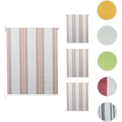 4er-Set Rollo HWC-D52, Fensterrollo Seitenzugrollo Jalousie, 120x230cm Sonnenschutz blickdicht ~ grau/braun/orange