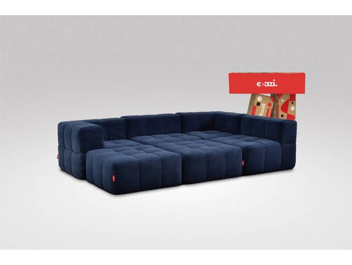 6-tlg. Modulsofa Blau – 2 Eckteile, 2 Mittelteile, 2 Hocker