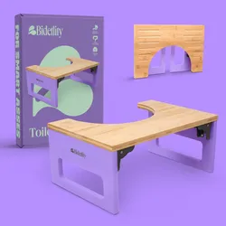 Bidetlity Toilettenhocker Bambus Purple Edition – Klappbarer WC Hocker | Klohocker & Kackhocker