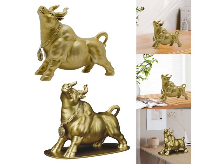 Statue de taureau en laiton, Sculpture animale, Figurine de bœuf à collectionner, Figurine de bureau pour hôtel