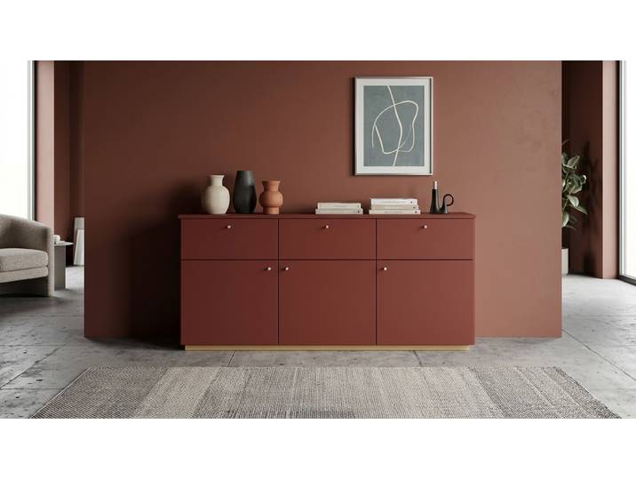 Breites Sideboard MDF Lackiert Oxid­rot