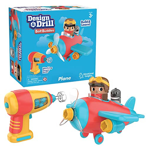 Educational Insights Design & Drill Bolt Buddies Vliegtuig Speelset, Veelkleurig