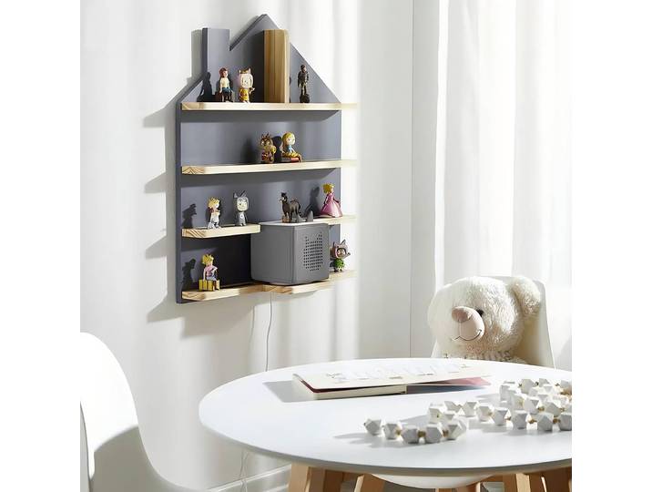 Étagère pour figurines audio MAISON 50 x 60 x 15cm Marron/Gris/Marron