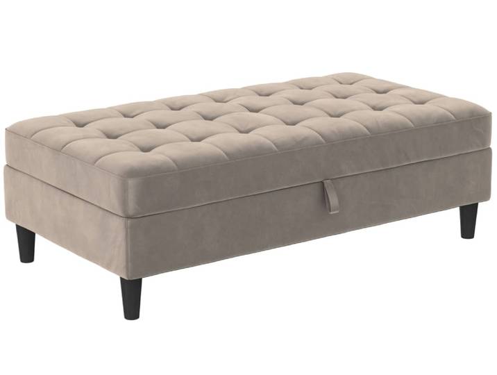 Pouf avec rangement en velours anthracite