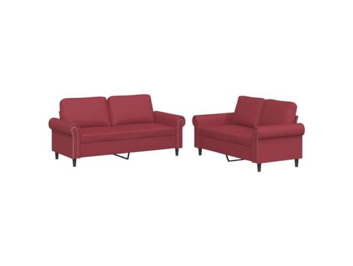 GHVBNMF 2-TLG Sofagarnitur mit Kissen Kunstleder Couch Set Weinrot Eleganter 2er Couch Set für Wohnzimmer und Büro, bequeme Polsterung mit pflegeleichtem Kunstleder in Weinrot.