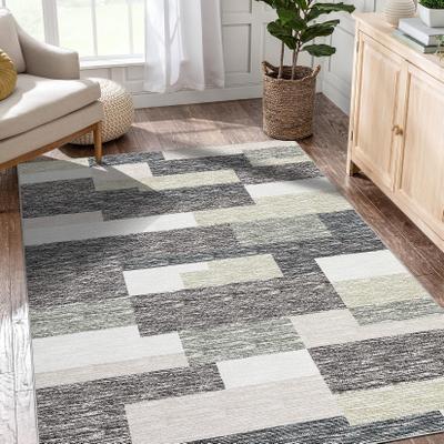 Garvee Modern Geometric Block Living Room Area Rug