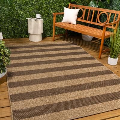 JONATHAN Y Sutton Easy Jute Modern Geometric Boho Stripe Indoor/Outdoor Area Rug