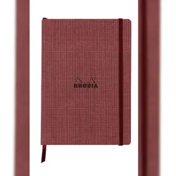 Rhodia Kollektion Orange Botanik, Notizbuch A5 mit flexiblem Einband, 80 Blatt liniert, elfenbein 90g, Kunstleder - Amaranth 120034C