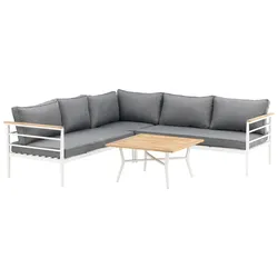 Loungegarnitur Mexico ca. 233x233 cm Alu Weiß/Teak