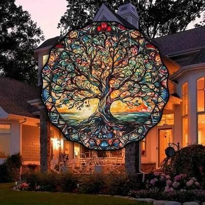 Uplift Picks Tree Of Life Acrylic Hanging Wall Decor Round Sunlight Window Ornament Tree Of Life Acrylic Hanging Wall Decor Round Sunlight Window Ornament