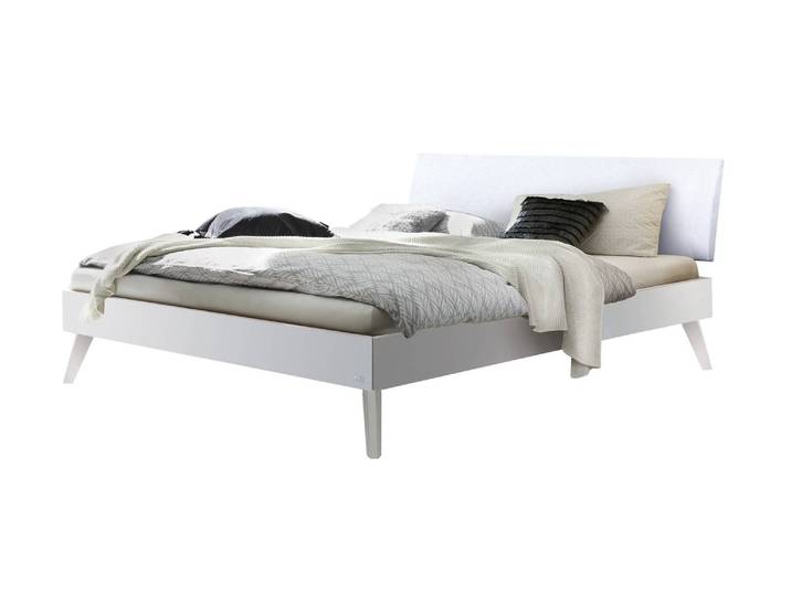 Bettgestell, Holzwerkstoff, Weiß, 106×216 cm, Massivholzbett, Modern, Hasena