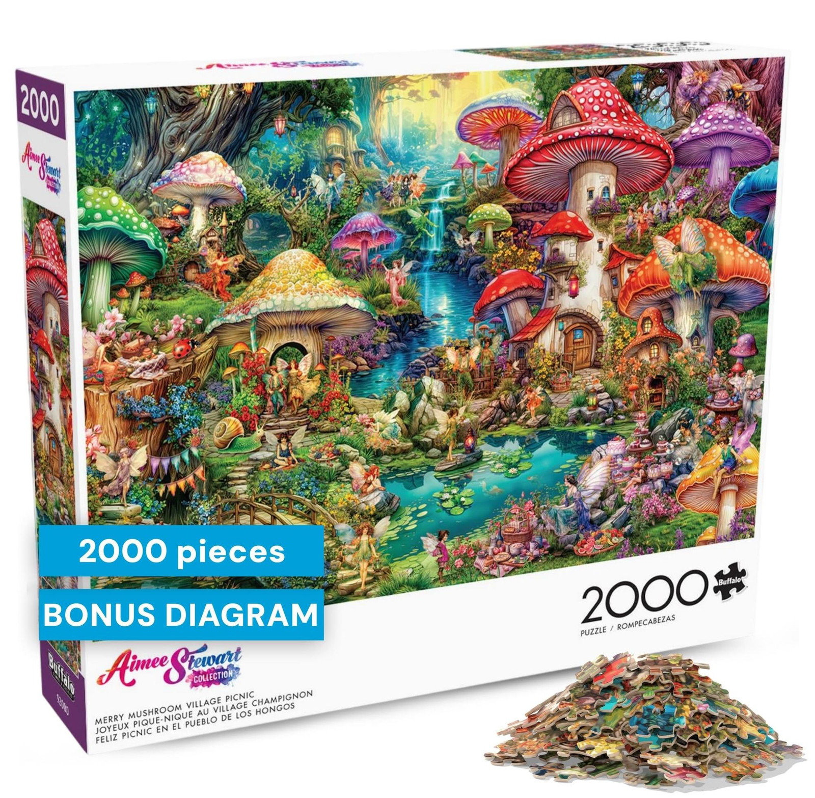 Buffalo Games Puzzel Aimee Stewart Prentenboek van een vrolijk paddenstoelen dorp 2000 stukjes