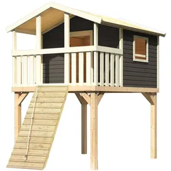 Akubi Stelzenhaus Benjamin mit Holzrampe terragrau