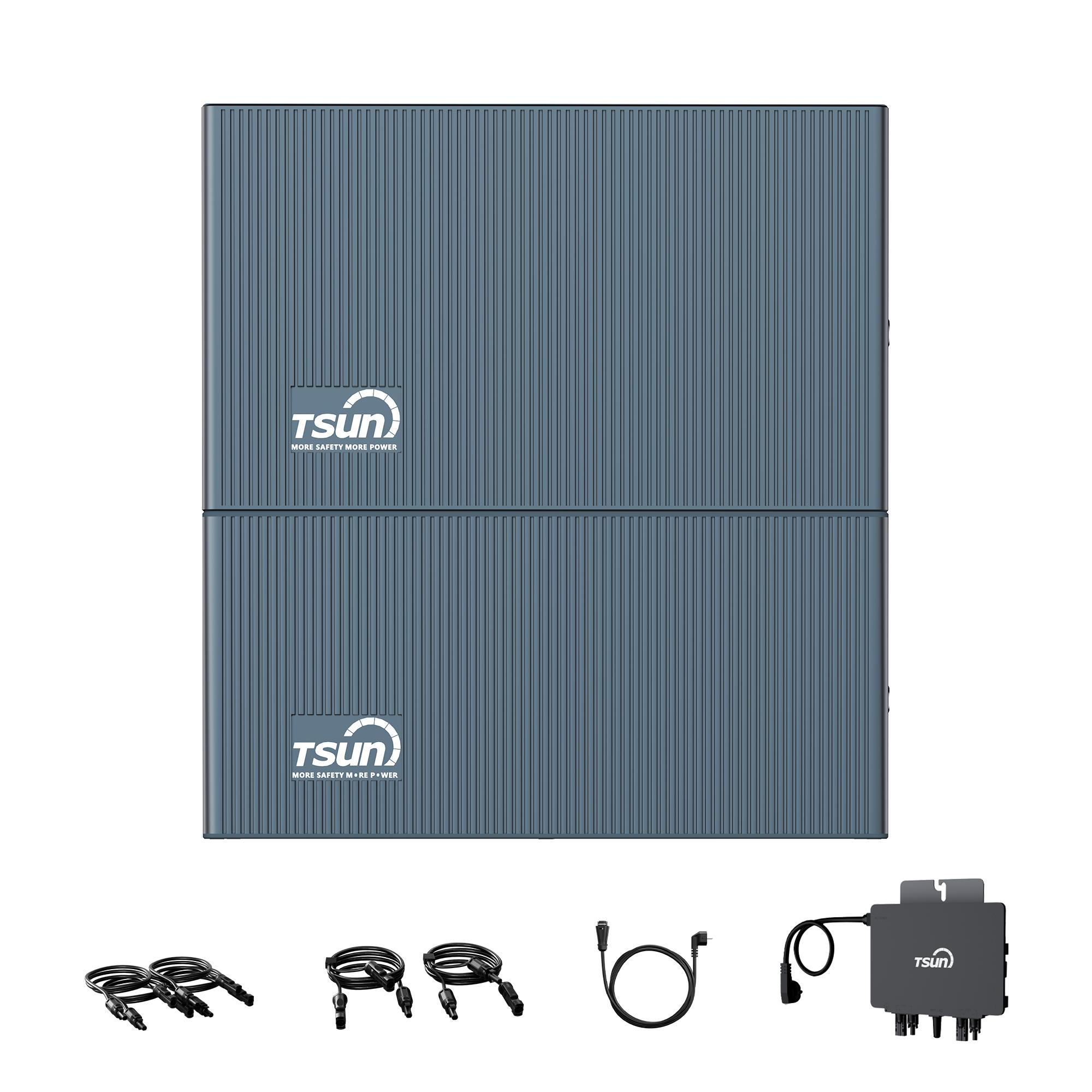 TSUN SolarCan DCU2000Lite Balkonkraftwerk Speicher, mit DB2000Lite Erweiterungsakku und 800W Mikrowechselrichter, 314-Ah-Industriezellen, 0% VAT
