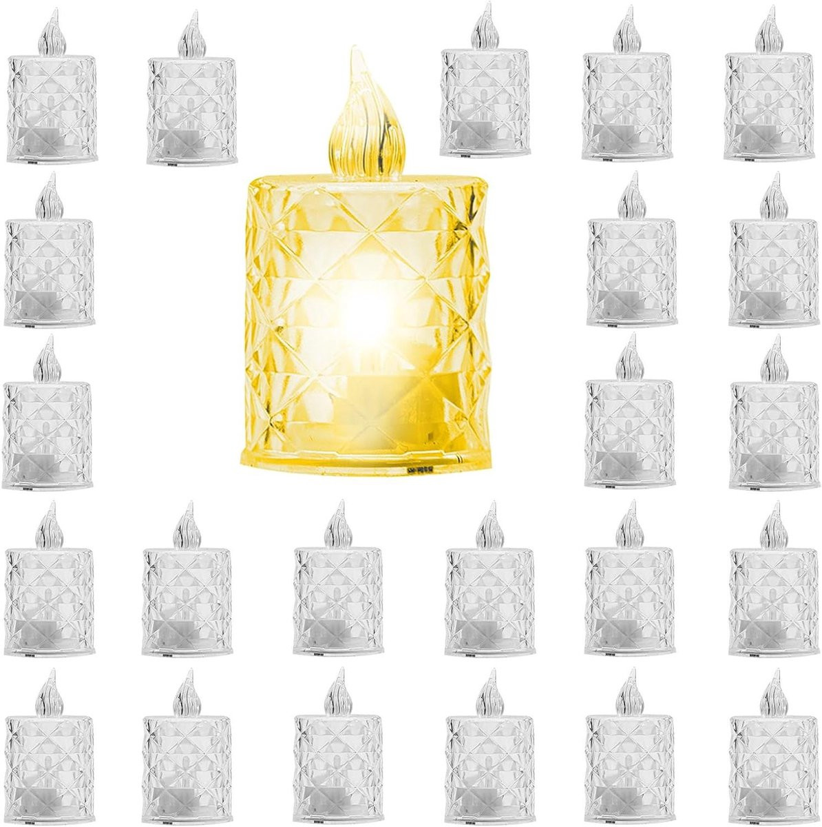 24 stuks Vlamloze Kaarsen met Warm Witte Decoratieve Verlichting