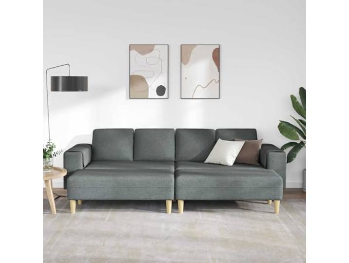 KTHLBRH Sofa 3-teilig, dunkelgrau, Polyester, für Wohnzimmer Schaumstoffpolsterung, braune Beine, 4-Sitzer, 440 kg, einfache Montage