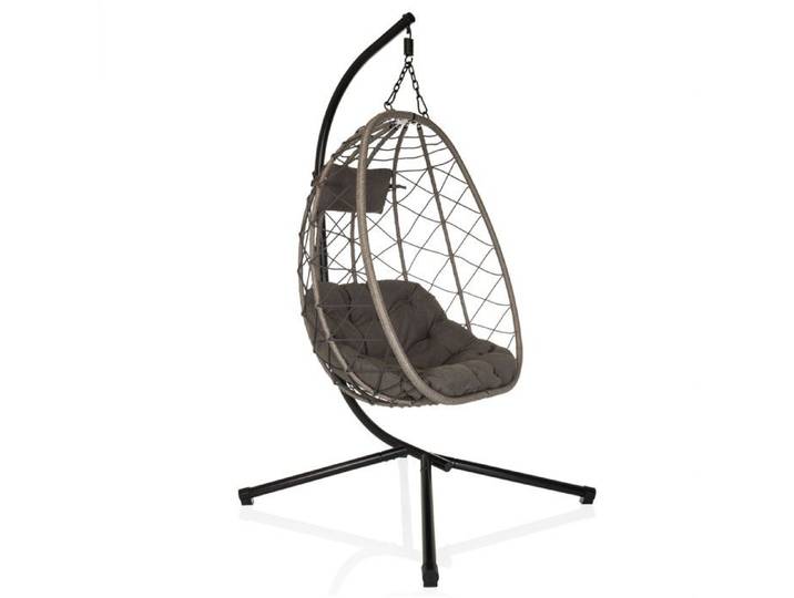 Fauteuil suspendu - hjh LIVING - COCOVA - Noir/Gris - Tissu rotin PE fer