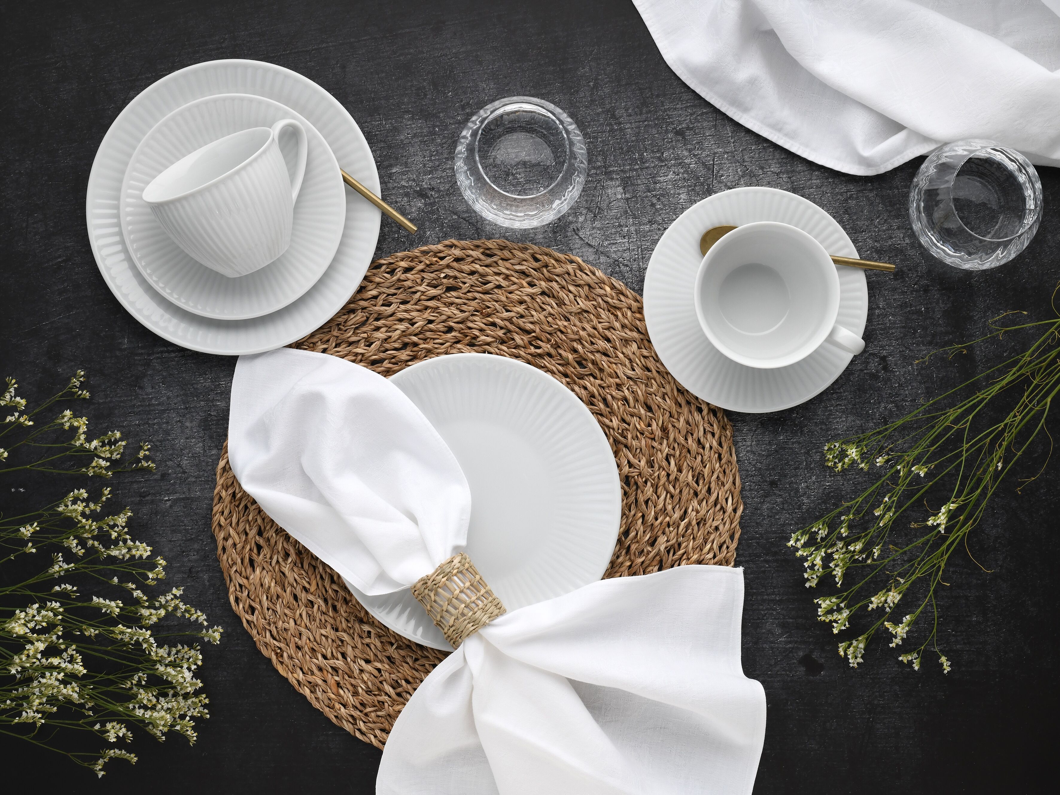 Kaffeeservice CREATABLE "Valencia Weiß, Kaffee-Service 18-tlg", weiß, 18 Stk., Porzellan, Geschirr-Sets, Kaffeeservice, Elegant, Boho Chic