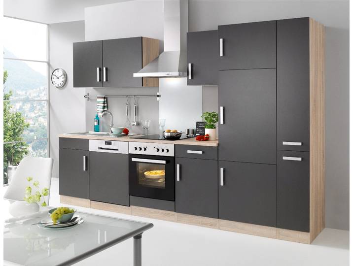 Herdumbauschrank KOCHSTATION KS-Toronto , grau (anthrazit, eiche), B:60cm H:85cm T:60cm, Holzwerkstoff, Schränke, Herdumbauschrank