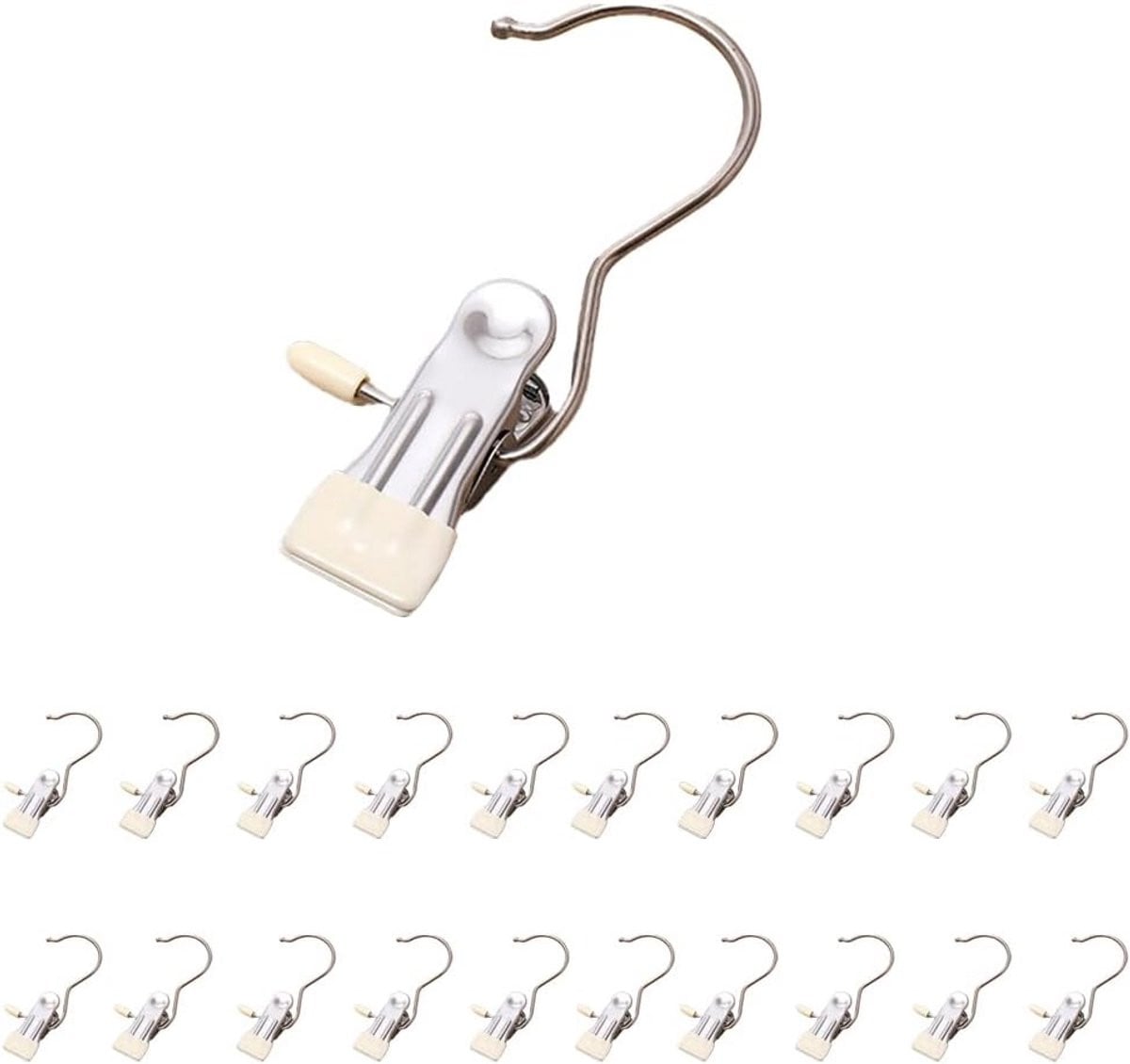 Set van 10/20 RVS Ophanghaken met Clips voor Kleding en Accessoires