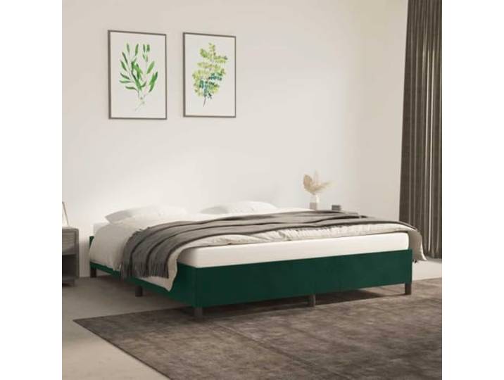 Samtbezug Stabil Stützbeine Schlafzimmer Bettgestell 180x200 cm Grün Bettgestell ohne Matratze Dunkelgrün 180x200 cm Samt mit Kopfteil Stabil Holz Lattenrost Doppelbett Polsterbett