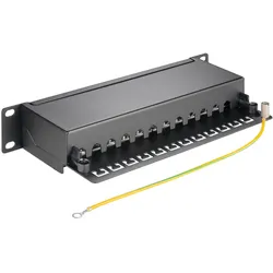 Goobay CAT 6a 25,40cm (10") Patch Panel, 12 Port, Schwarz, Server Zubehör, Schwarz
