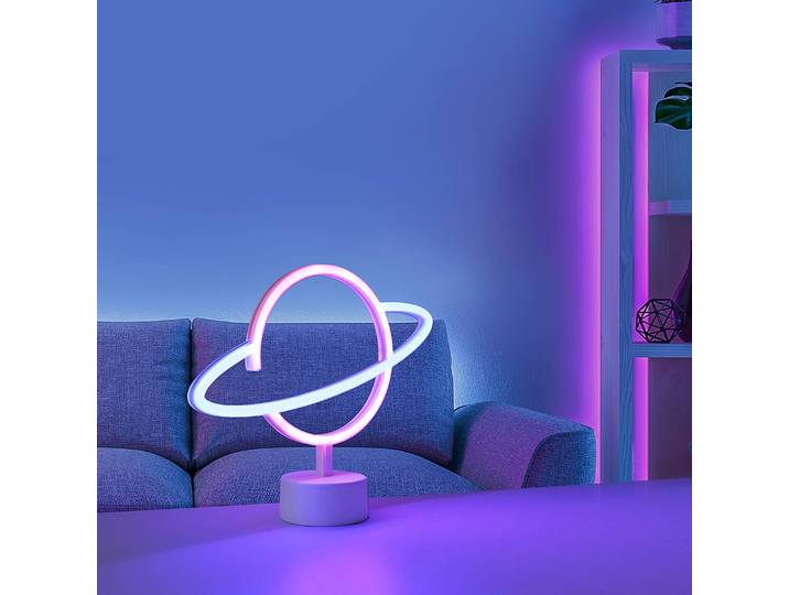 Lampe LED néon Saturne pour chambre 30 x 9 x 24cm Multicolore