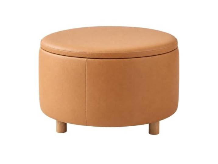 WSJJXS Runder Sitzhocker mit Stauraum und Holzbeinen Pouf, Sitzhocker, Stauraum, Holzbeine, Wohnzimmer, Schlafzimmer.(80x40cm)