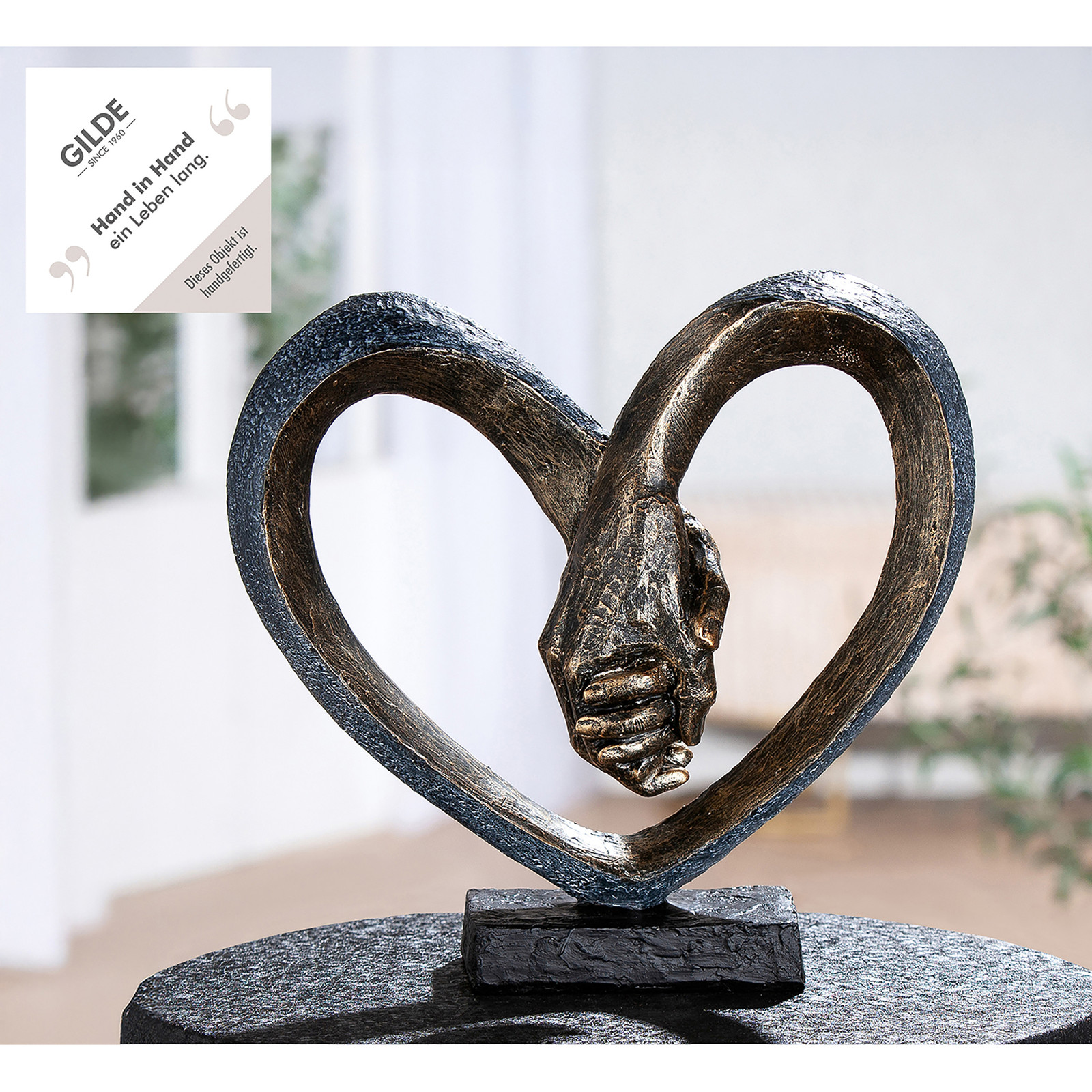 home24 Decoratie Hand in Hand grijs B/D/H: 26 x 25 x 10 cm