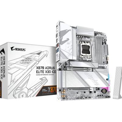 GIGABYTE Mainboard "X870 AORUS ELITE X3D ICE Mainboard - Unterstützt AMD Ryzen 9000 Prozes", weiß, B:8,1cm H:27,1cm T:34,1cm, Mainboards