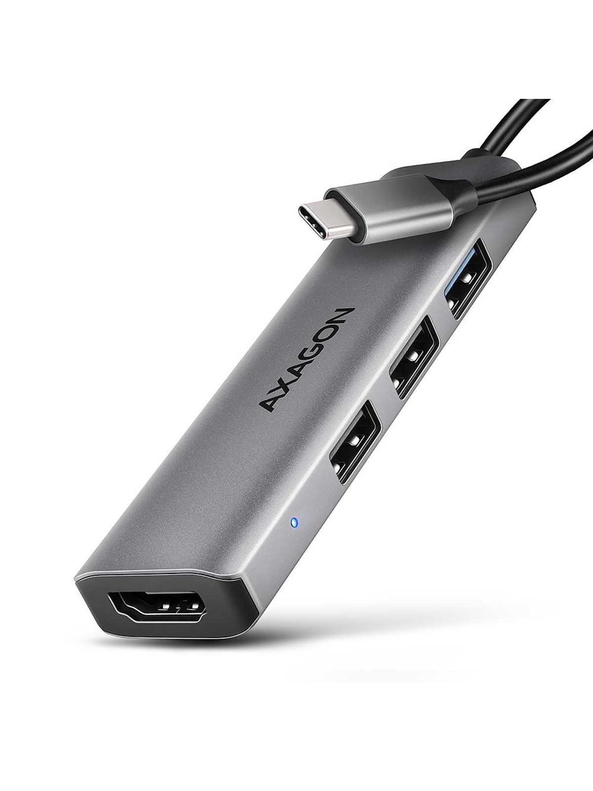 AXAGON Starter 4-in-1 USB-C 5 Gbps Hub mit HDMI und 3 USB-A USB-Hubs - USB 3.2 - 4 - silber
