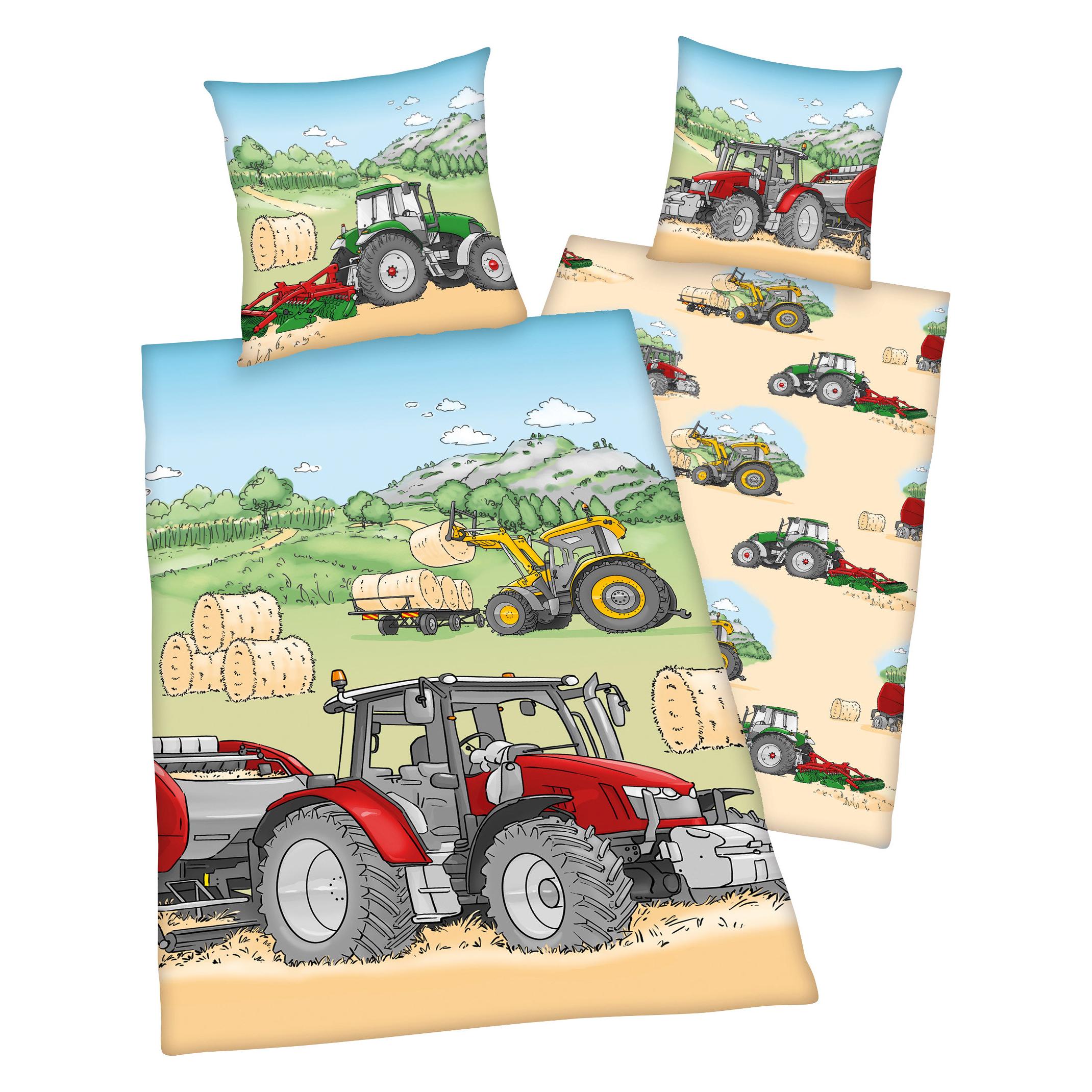 Herding Kinder-Wendebettwäsche "Traktor" (200 x 135 cm, 80 x 80 cm) (44512 43.050)