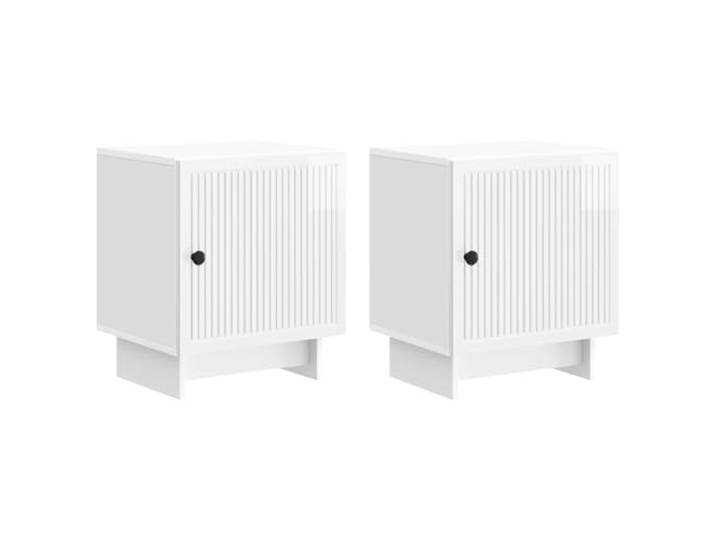 KUPTYERFG Nachttisch 2er Set Hochglanz Weiß 43x34,5x50cm Holzwerkstoff Moderne Beistelltische mit Schublade für Schlafzimmer und Wohnzimmer, pflegeleichte Oberfläche im 2er Set.