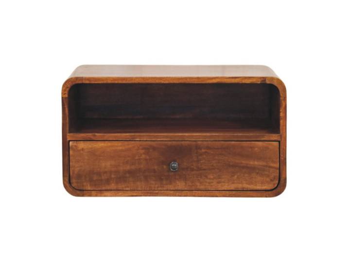 Artisan Furniture Nachttisch mit edlem Kastanien-Finish, 1 Schublade, 1 offene Ablage, braun., Braun, Holz, Echtholz,Mangoholz, Rechteckig, 55x30x35 cm, Schlafzimmer, Nachttische
