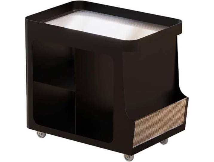 LigedamaiEU Kleiner Aufbewahrungswagen-Beistelltisch mit Metallrahmen, mobiles Seitenregal for Wohnzimmer, Balkon, leicht(Black)
