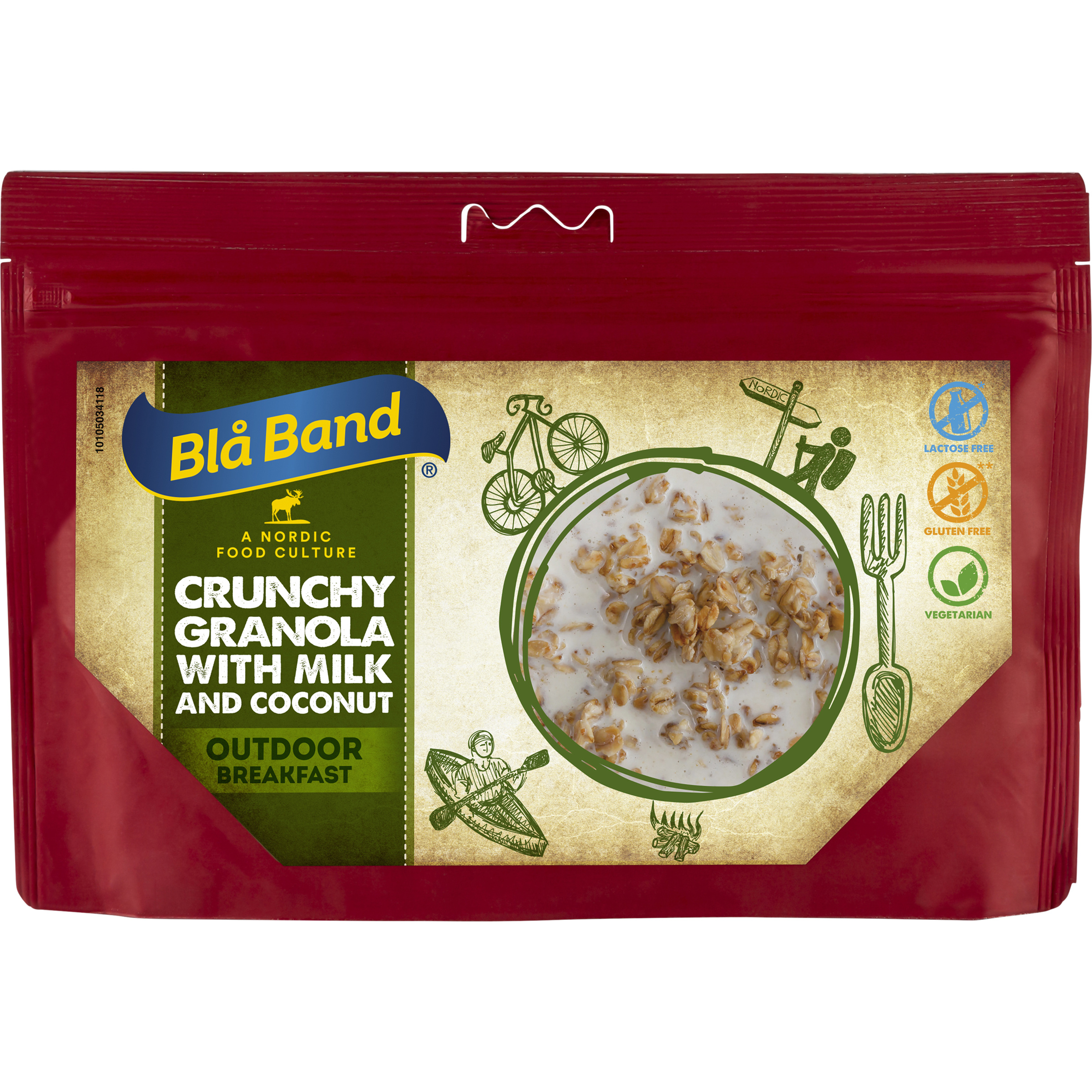 Blå Band Knuspriges Müsli mit Milch und Kokosnuss Trekkingnahrung rot Größe 150g